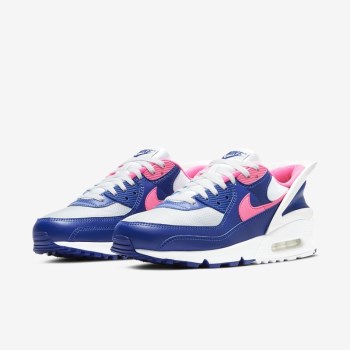 Nike Air Max 90 FlyEase - Férfi Utcai Cipő - Fehér/Fehér/Királykék/Rózsaszín